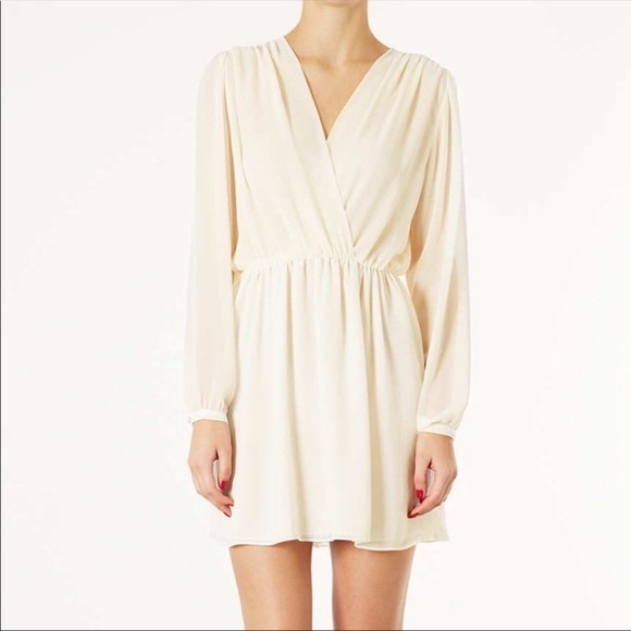 Topshop Cream Chiffon Off White Wrap Dress - Picture 1 of 8